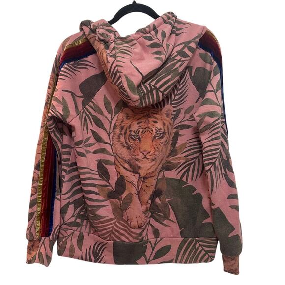 Aviator Nation Rare Tiger Jungle Tropical Print Zip Up Hoodie Jacket M Flawed! - Picture 11 of 12